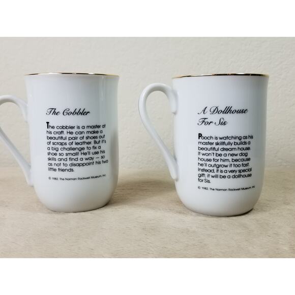 Norman Rockwell Coffee Mug Tea Cup 10oz The Cobbler 1982 A Dollhouse Japan x2 - Picture 7 of 12